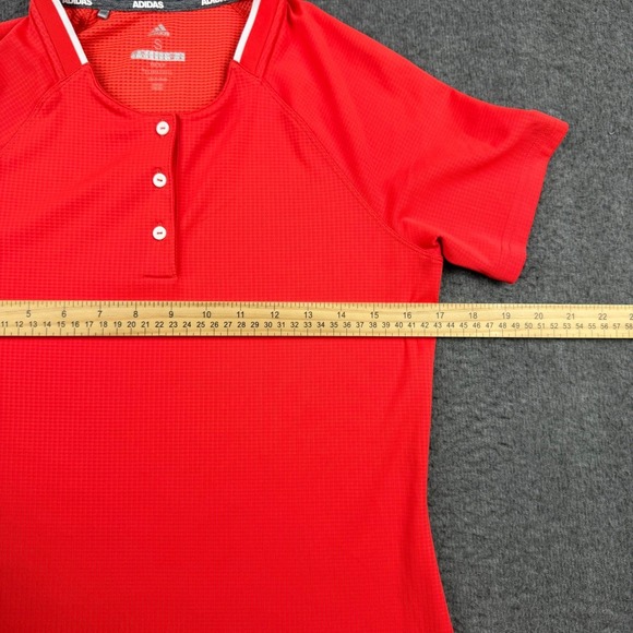 Adidas Golf Climachill Polo Shirt Womens Small Red Henley Short Sleeve Textured - Picture 6 of 7